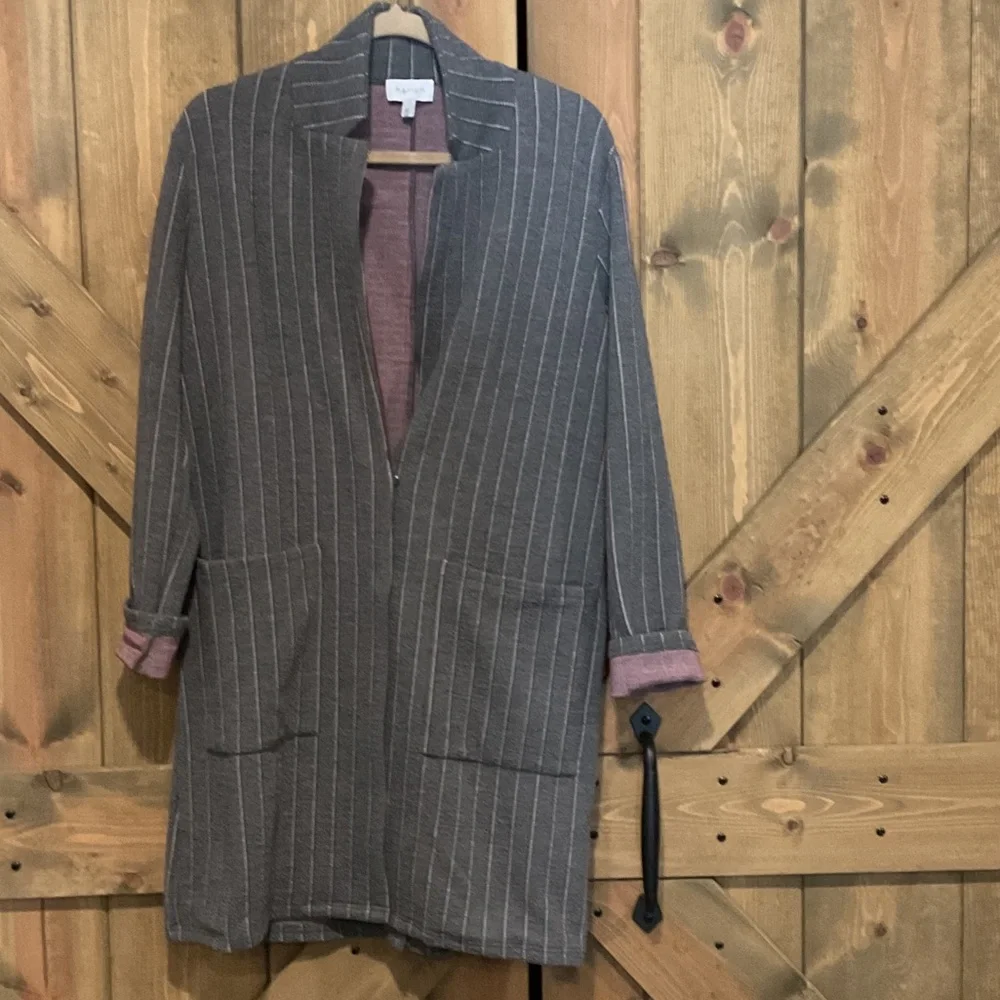 Anthropologie Harlyn Gray Striped Women's Blazer - Picture 3 of 7